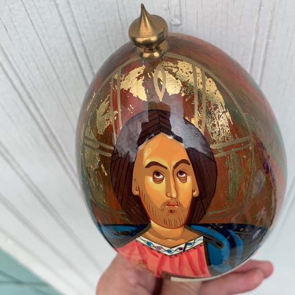 Russian hand painted Icon egg 30388 gold flake - Picture 2 of 13